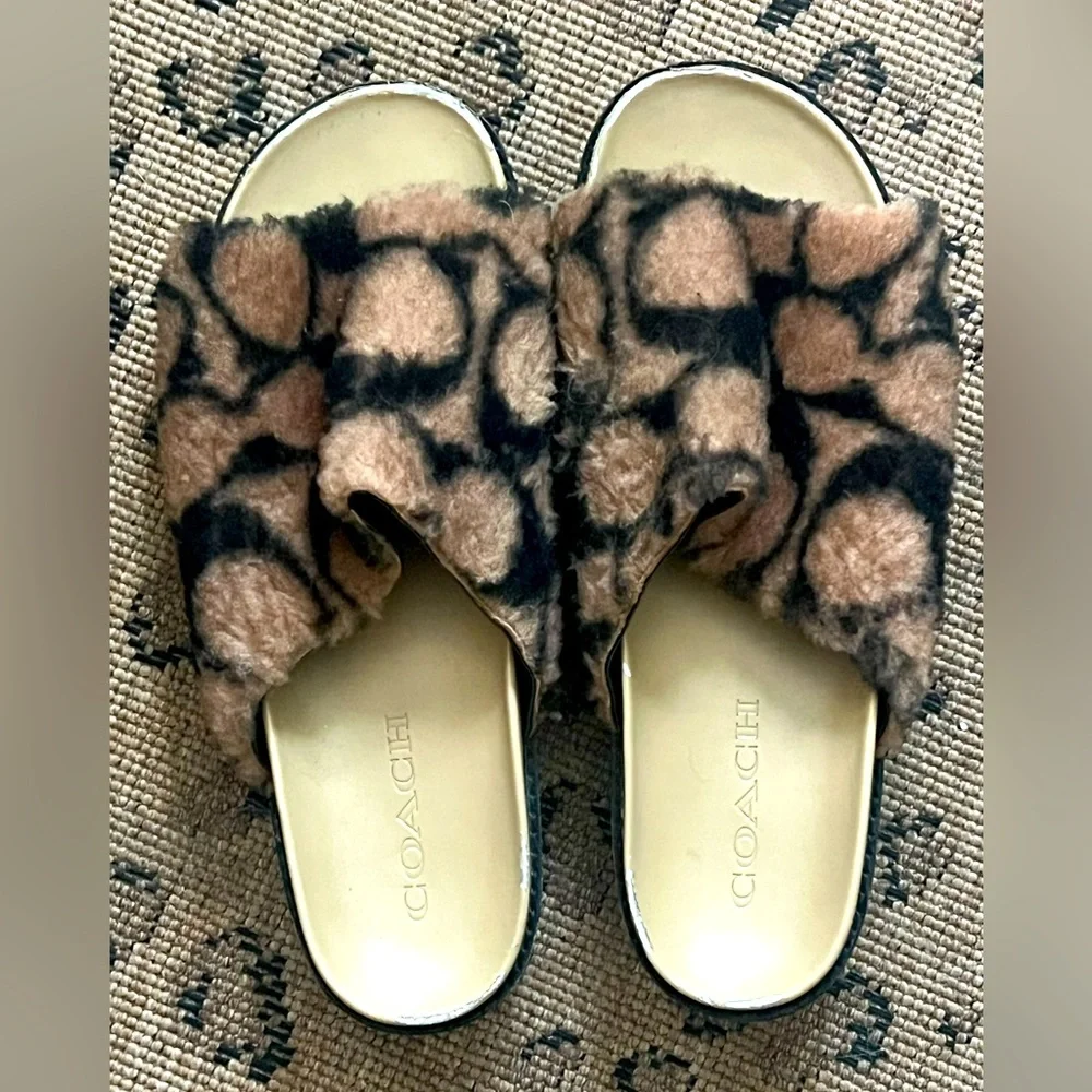 Coach Shearling Sandals - Picture 1 of 6